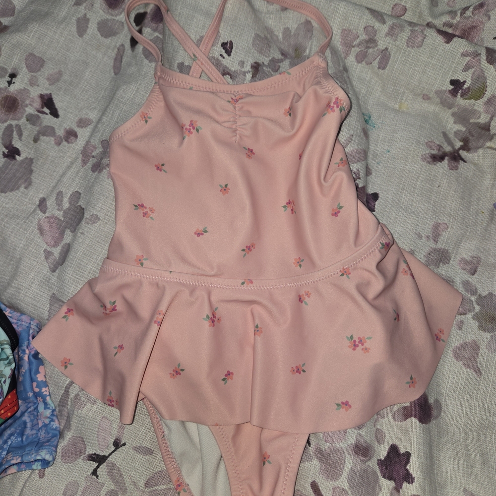 Pink Floral Swimsuit with Skirt